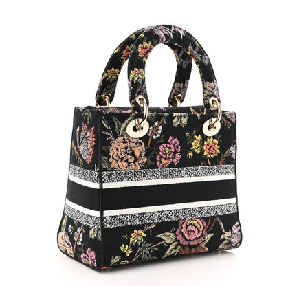 Christian Dior Canvas Embroidered Jardin Botanique Medium Lady D-Lite Black Multicolor 3 of 9