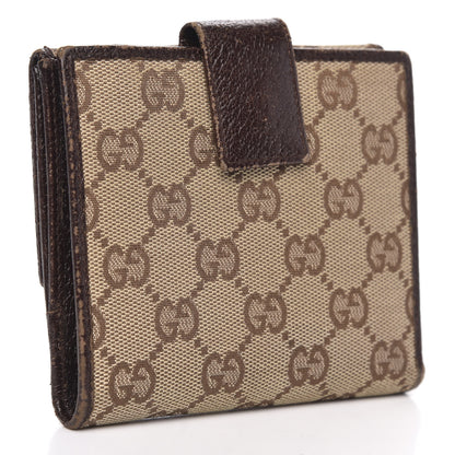 Gucci Monogram Metal Bar French Flap Wallet Beige Ebony Cocoa 3 of 11