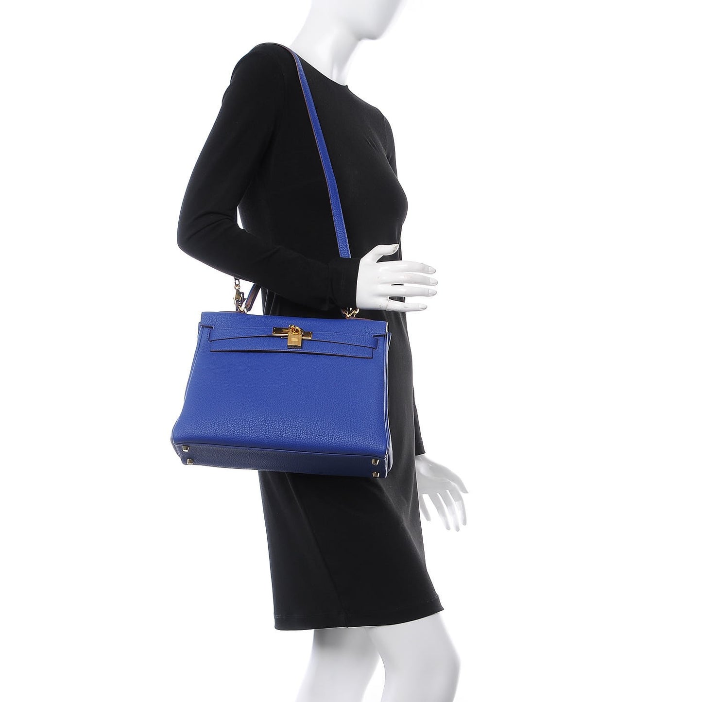 Togo Horseshoe Kelly Retourne 32 Bleu Electrique Rouge H