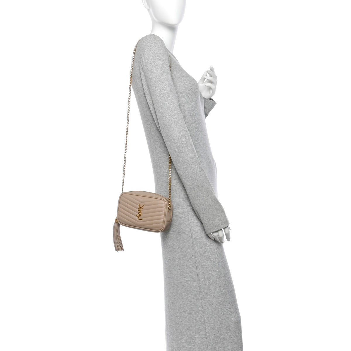 Grain De Poudre Matelasse Monogram Mini Lou Camera Bag Dark Beige