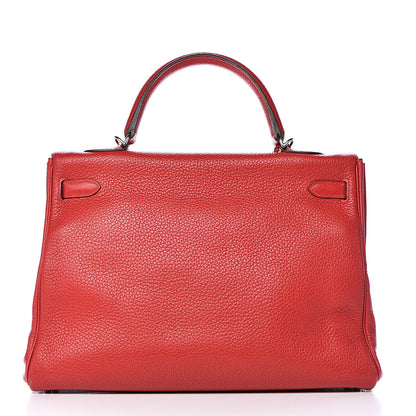 Hermes Taurillon Clemence Retourne Kelly 35 Rouge Garance 18 of 35