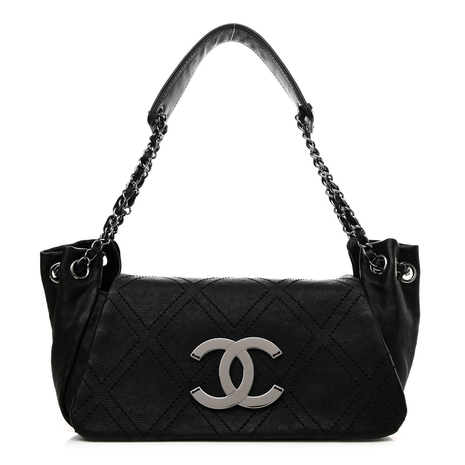 Chanel Calfskin Diamond Stitch Accordion Flap Black 1 of 10