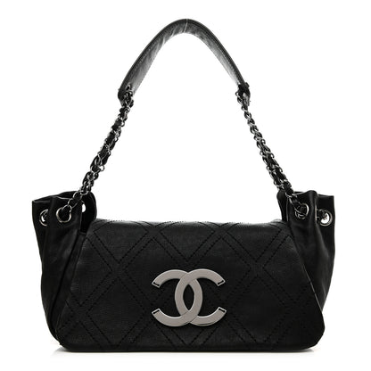 Chanel Calfskin Diamond Stitch Accordion Flap Black 1 of 10
