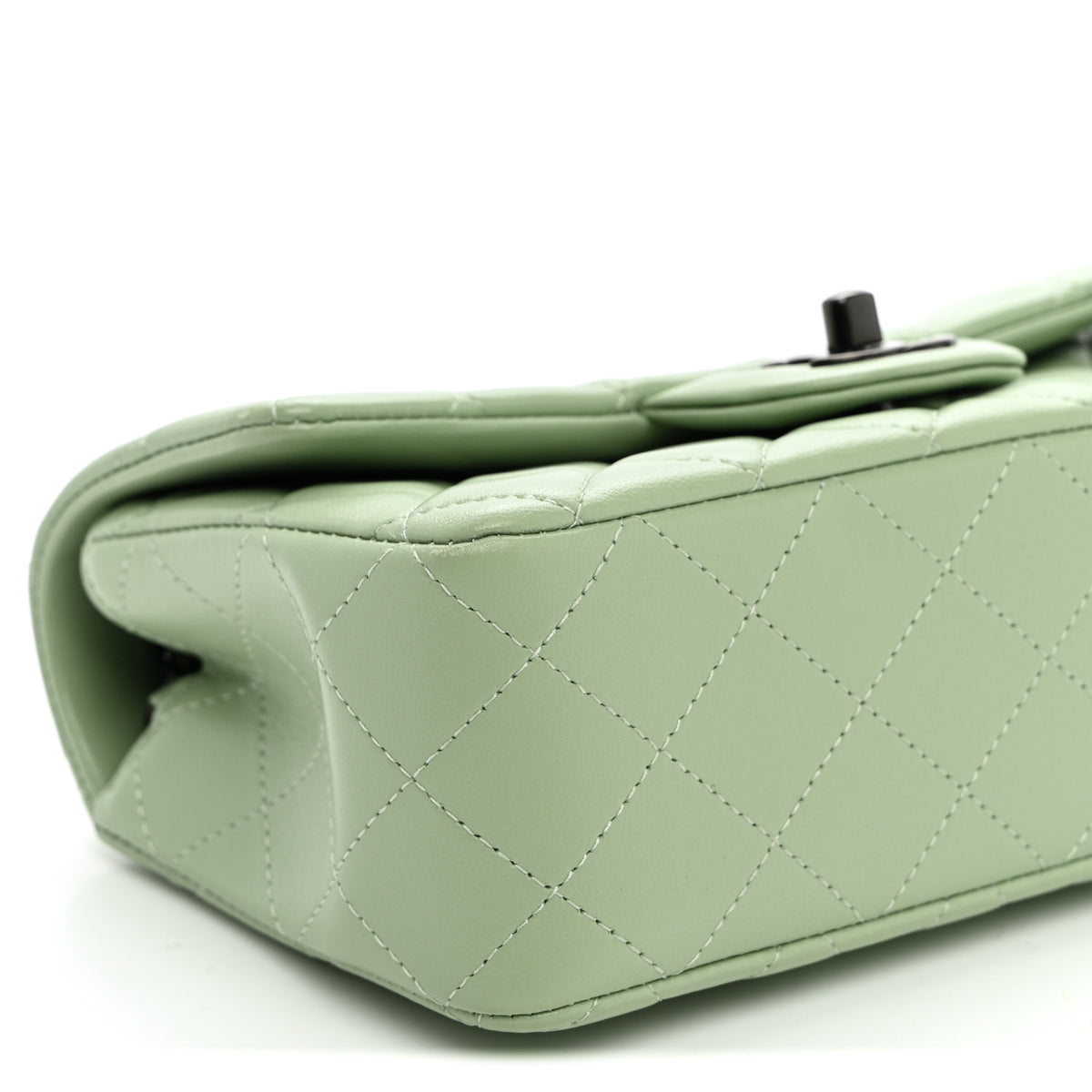 Chanel Lambskin Quilted Mini Rectangular Flap Light Green 9 of 11