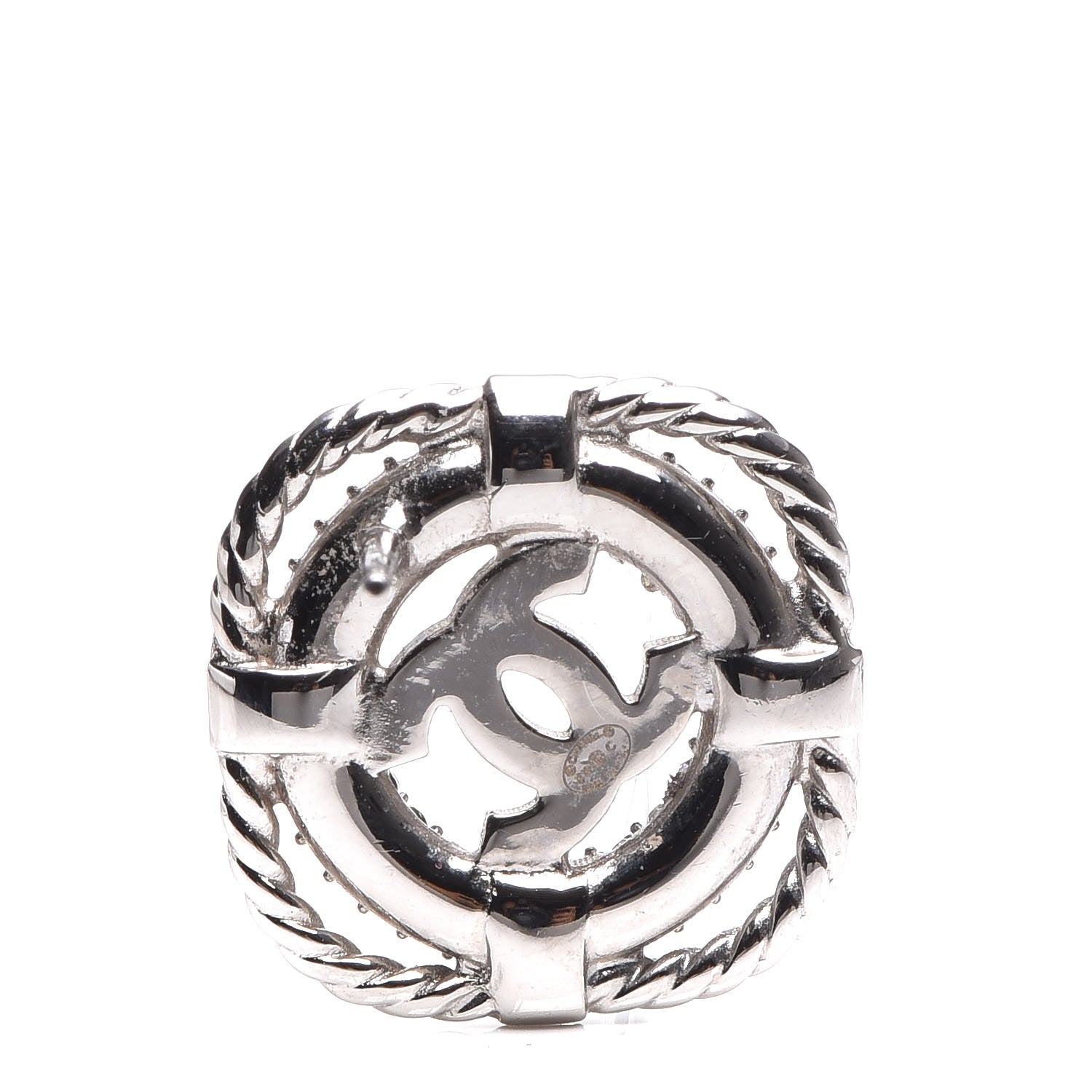 Chanel Crystal CC Lifesaver Earrings Silver 4 of 5