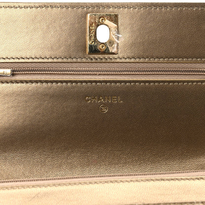 Chanel Metallic Lambskin Quilted CC Wallet On Chain WOC Gold 6 of 10