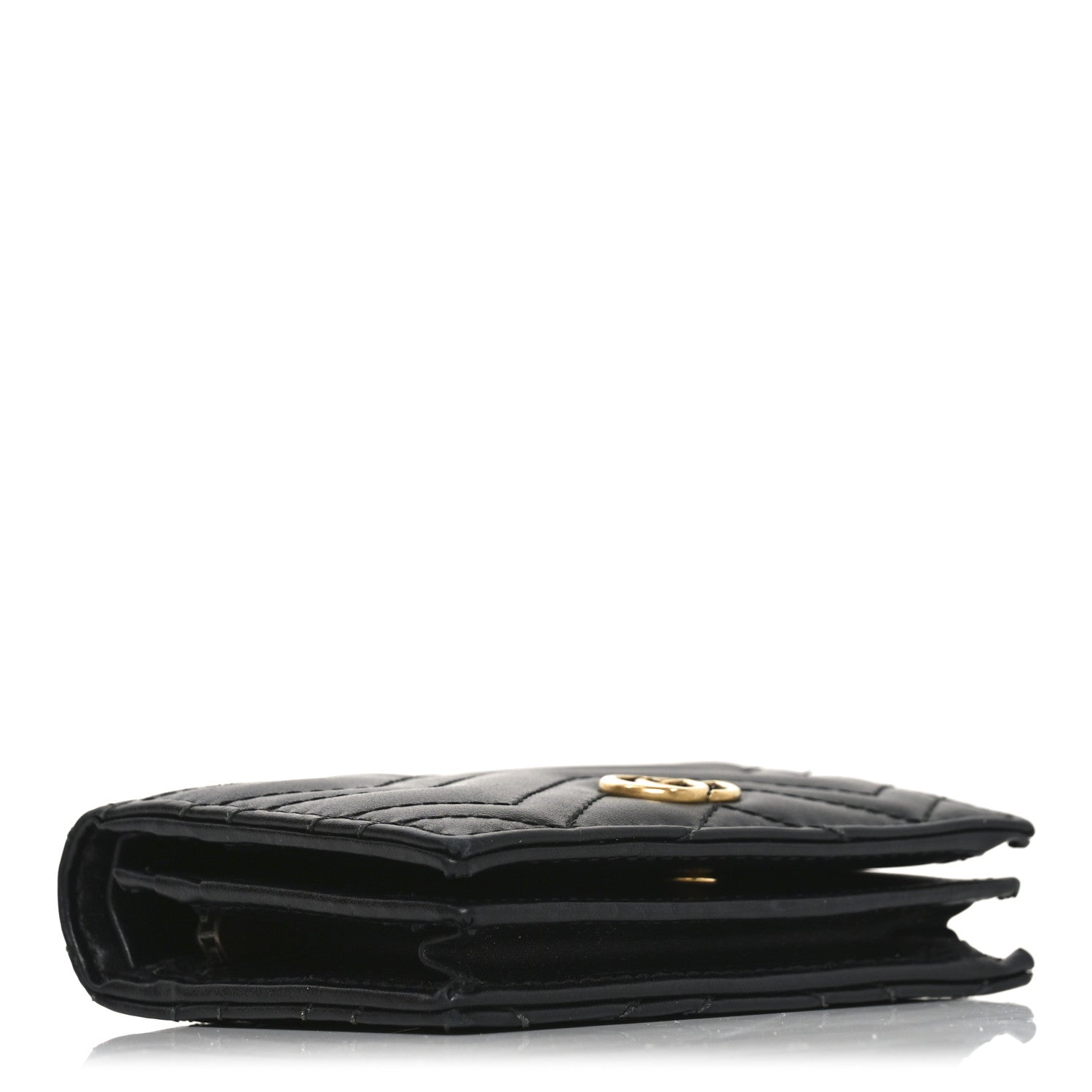 Gucci Calfskin Matelasse GG Marmont Card Case Wallet Black 4 of 8