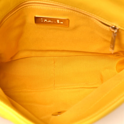 Chanel Shiny Goatskin Quilted Medium Chanel 19 Flap Yellow 5 of 10