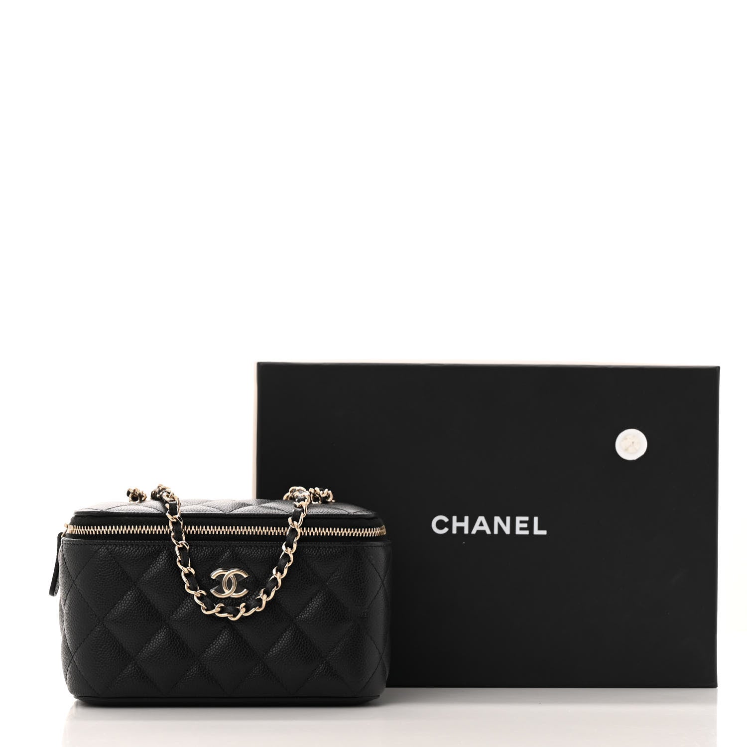 Chanel Caviar Quilted Small Tiny CC Vanity Case With Chain Black 15 of 15