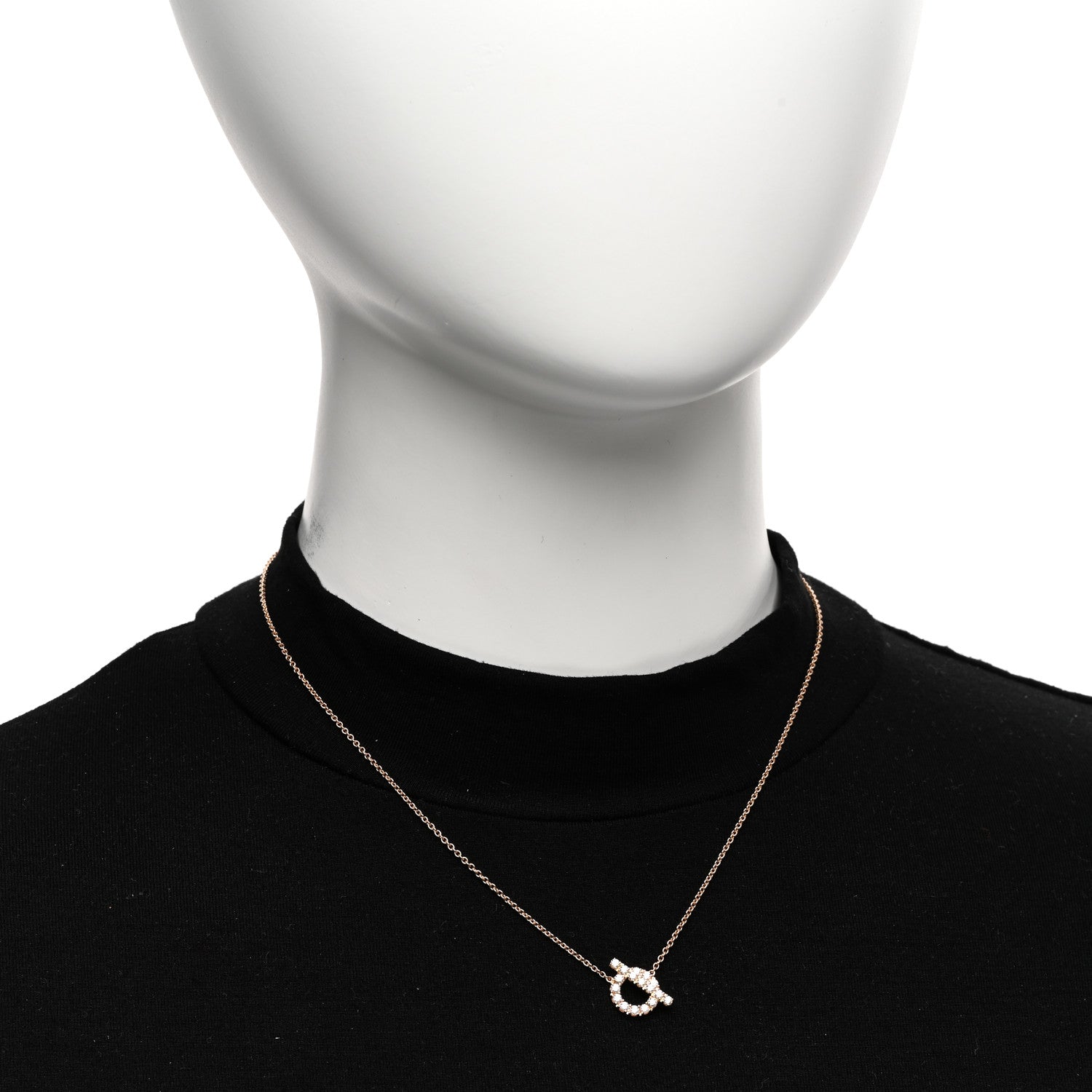 Hermes 18K Rose Gold Diamond Finesse Pendant Necklace 2 of 6