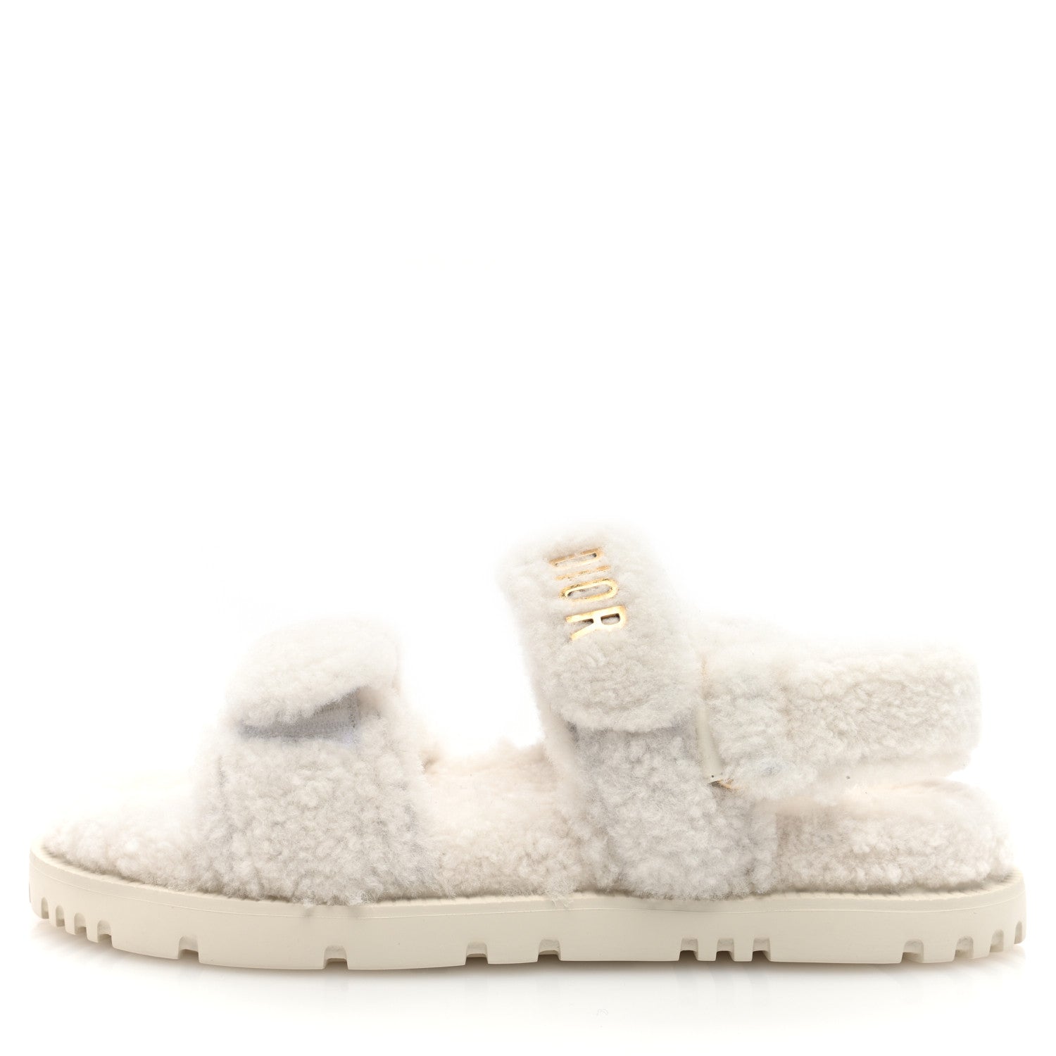Christian Dior Shearling Dioract 10mm Sandals 39 Off White 1 of 8