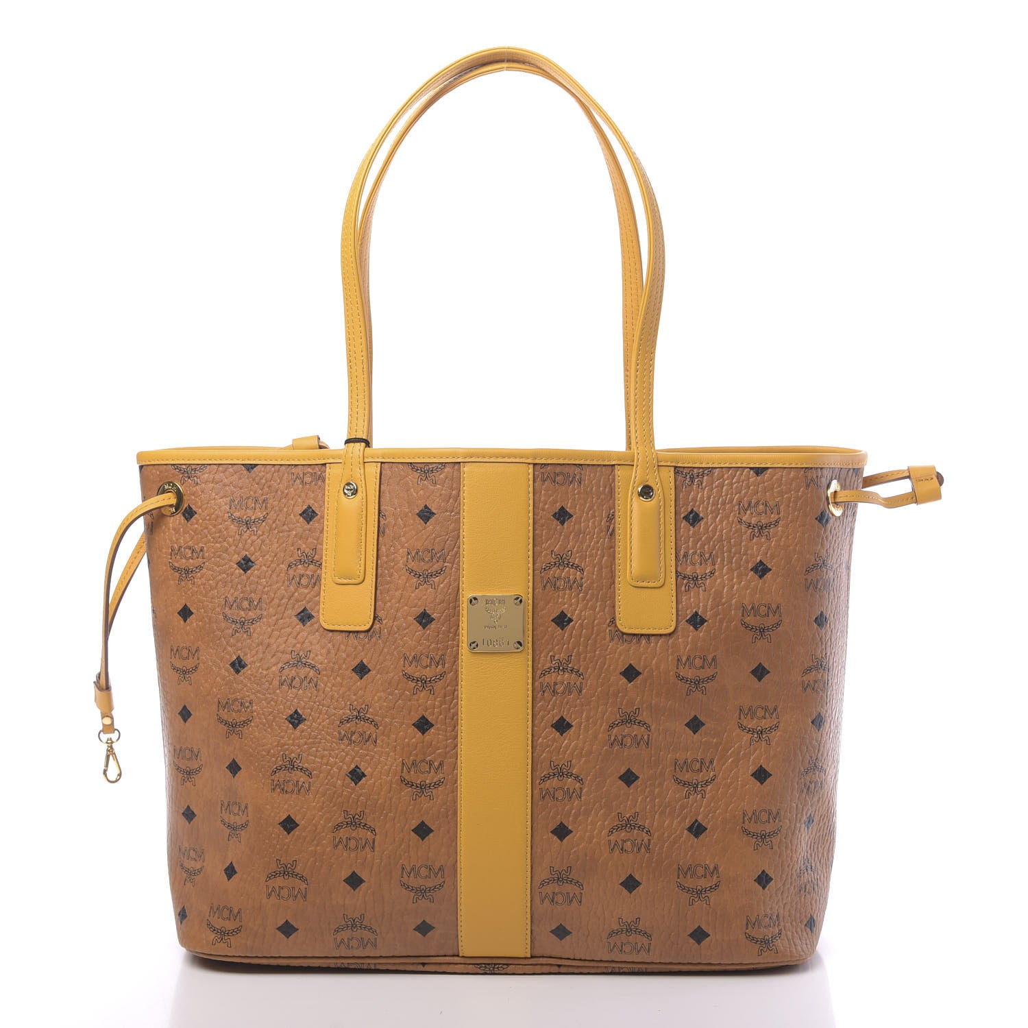 MCM Visetos Medium Liz Reversible Shopper Tote Cognac Yellow 3 of 16