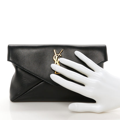 Saint Laurent Lambskin Small Cassandre Envelope Pouch Black 2 of 8