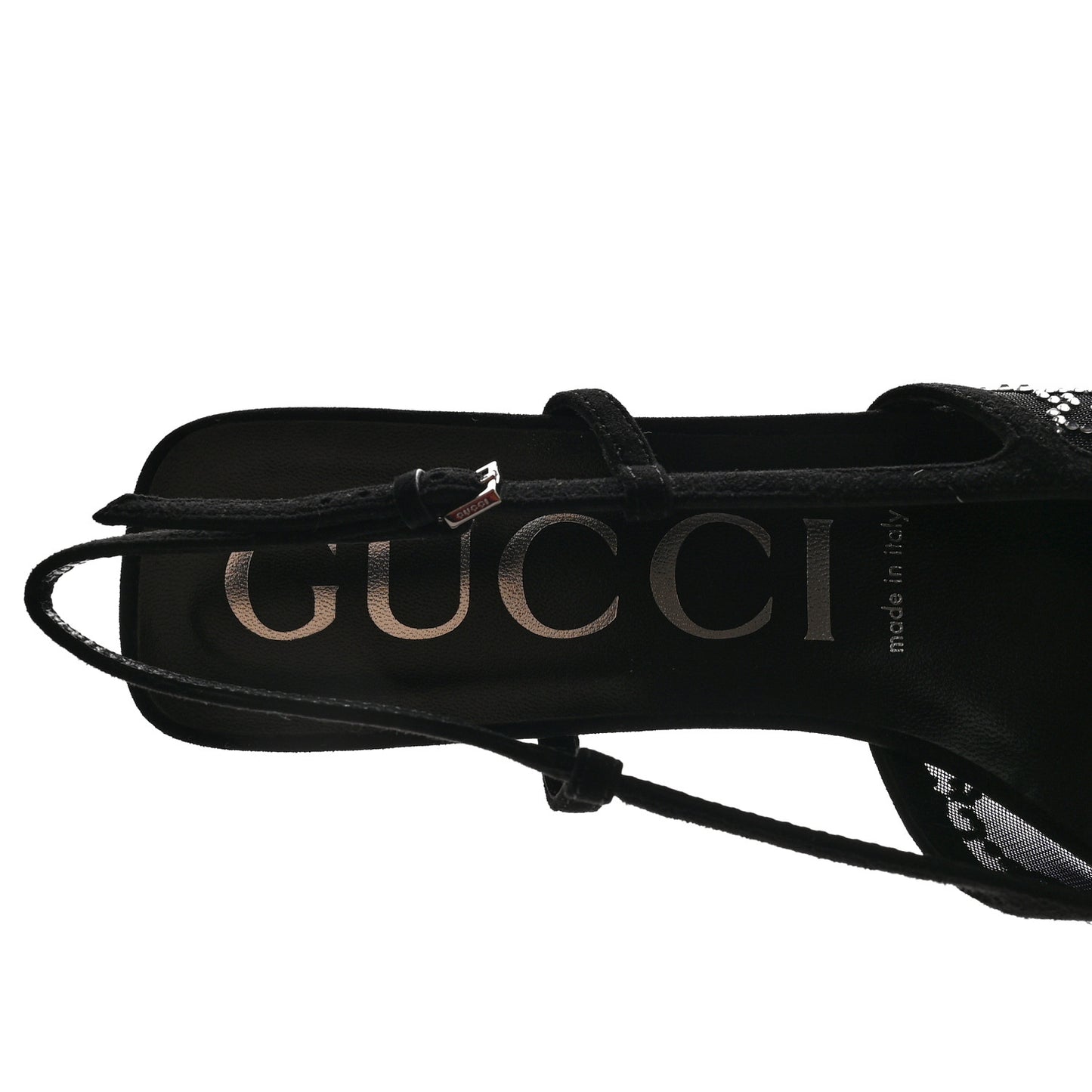 Tela Retino Kid Scamosciato Crystal GG Monogram Square G 35mm Slingback Pumps 40 Black