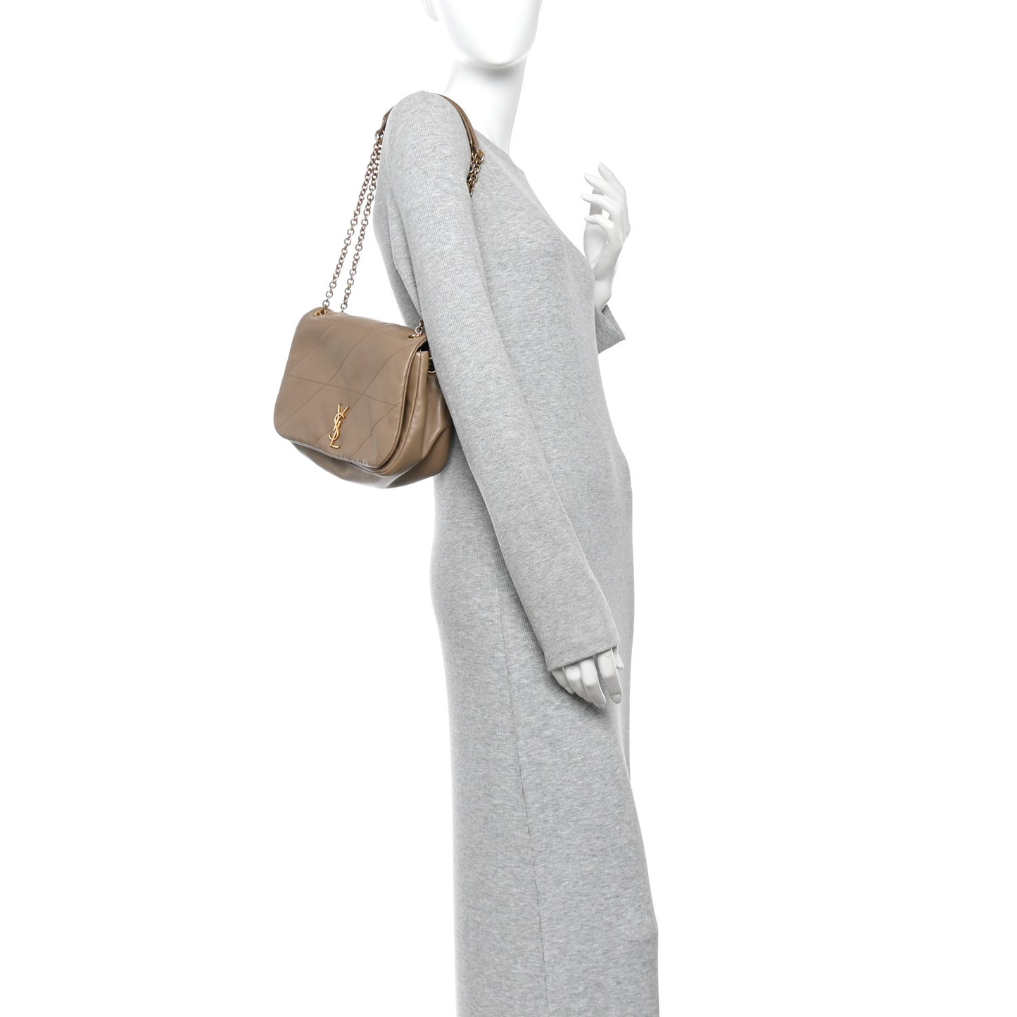 Lambskin Matelasse Monogram Small Jamie 4.3 Taupe