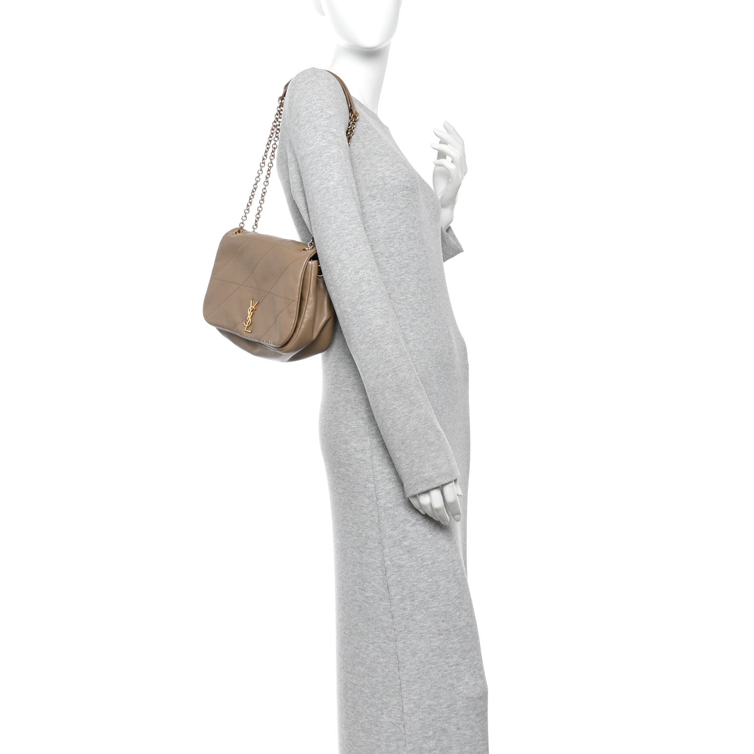 Saint Laurent Lambskin Matelasse Monogram Small Jamie 4.3 Taupe 2 of 11