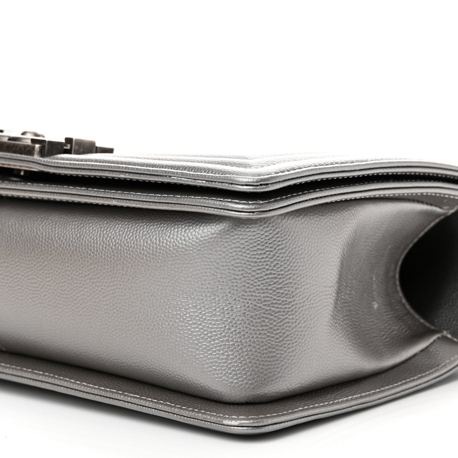 Chanel Metallic Caviar Quilted Medium Boy Flap Silver 9 of 11