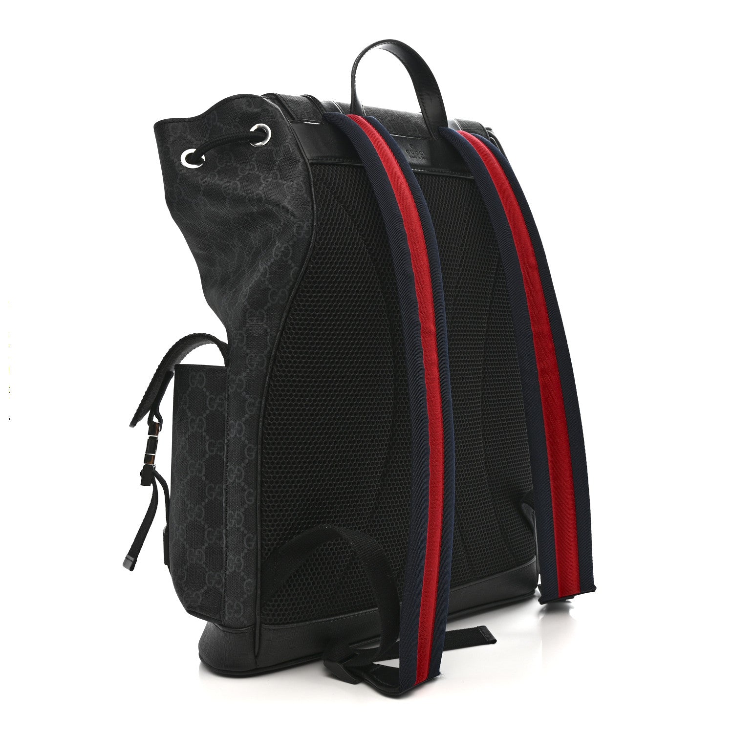 Gucci Soft GG Supreme Monogram Large Double Buckle Backpack Black 3 of 13