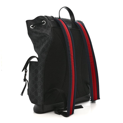 Gucci Soft GG Supreme Monogram Large Double Buckle Backpack Black 3 of 13