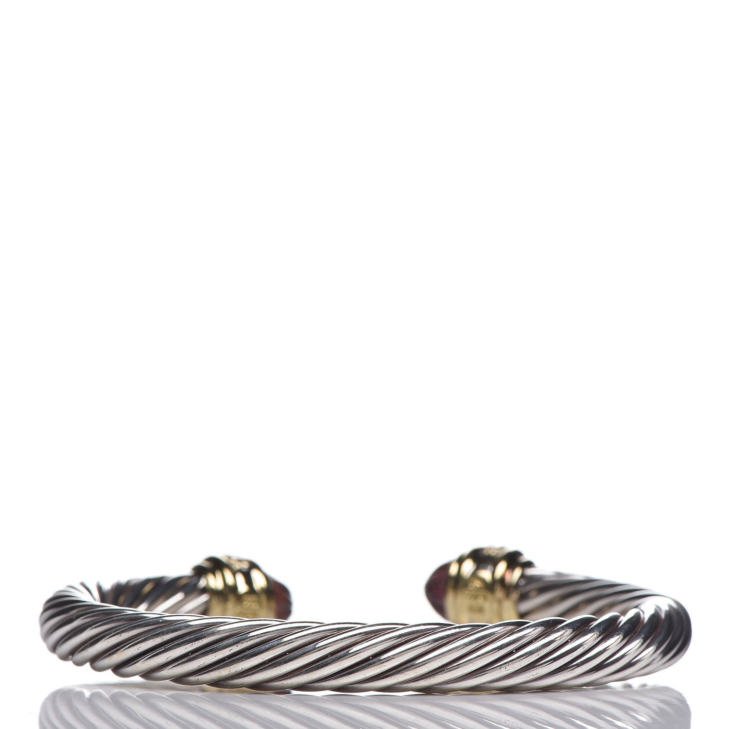 David Yurman Sterling Silver 18K Yellow Gold Diamond Carved Tourmaline Cable Classics Bracelet 3 of 5