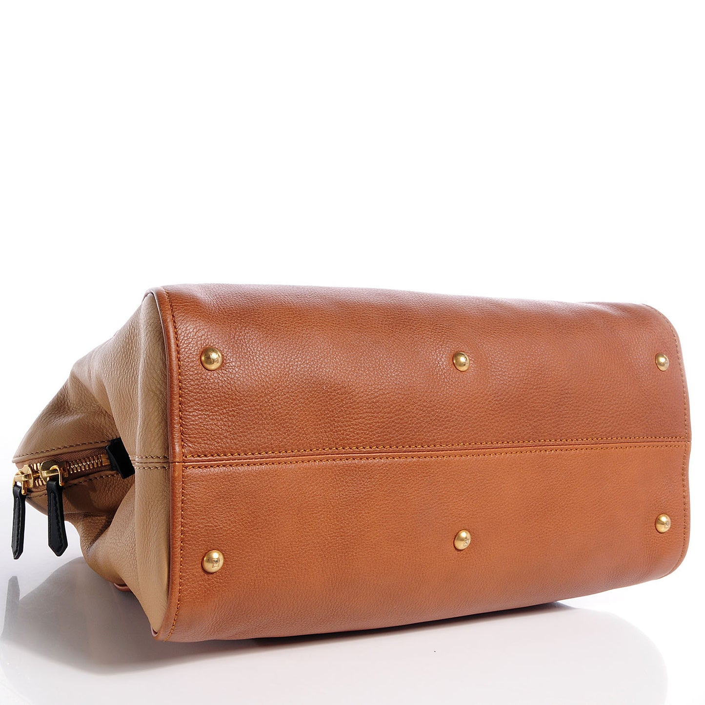 Calfskin Large Chameleon Tote Cognac Camel Black