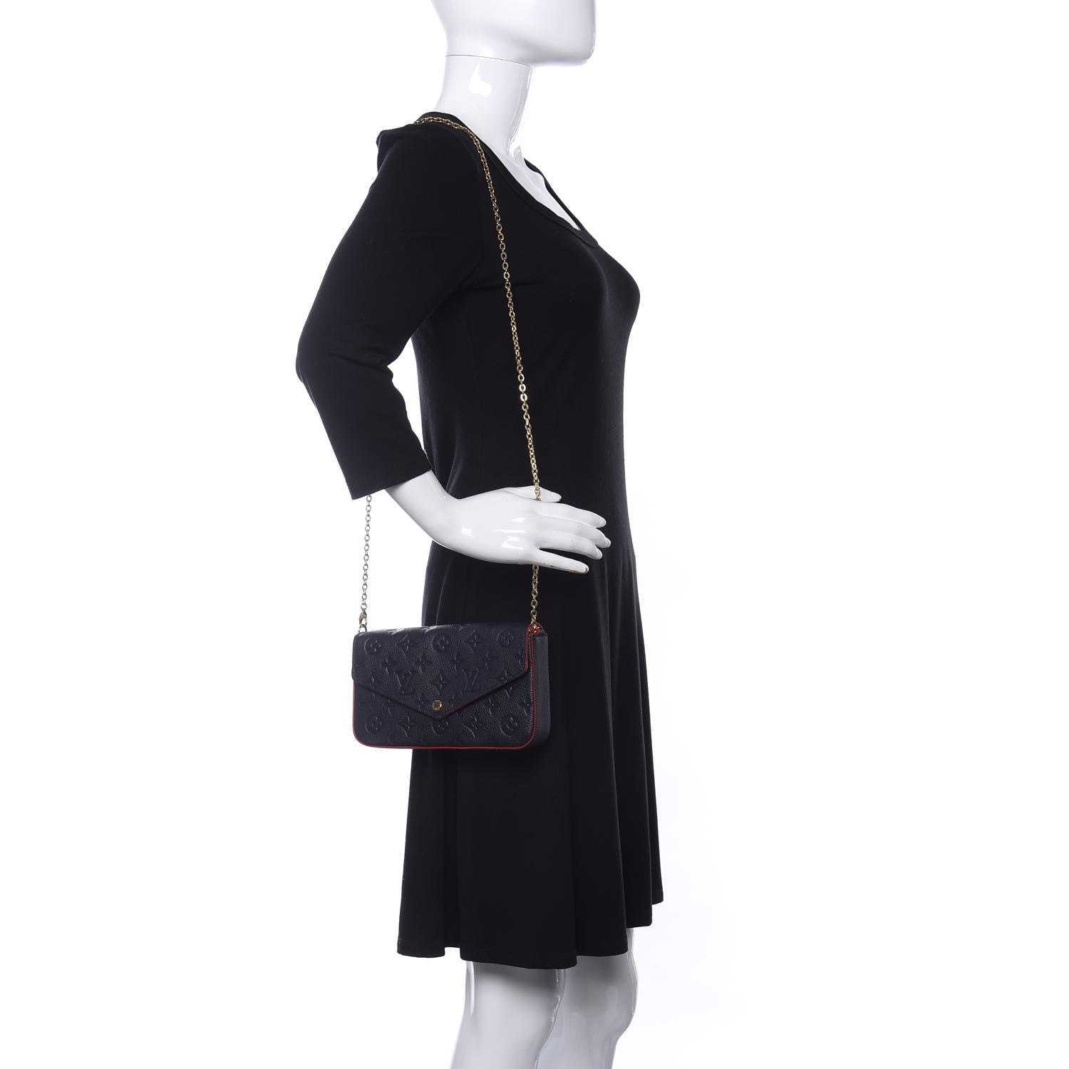 Louis Vuitton Empreinte Pochette Felicie Chain Wallet Marine Rouge 2 of 9