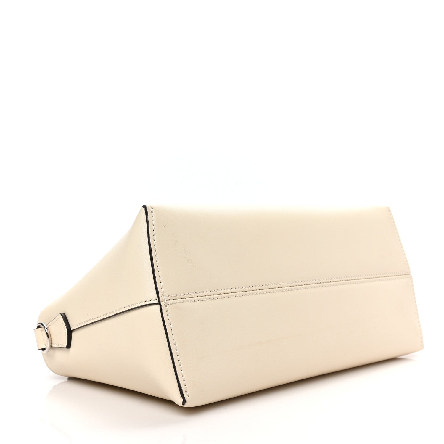 Fendi Vitello King Logo Embossed Medium By The Way Boston Bag White Ice 4 of 8