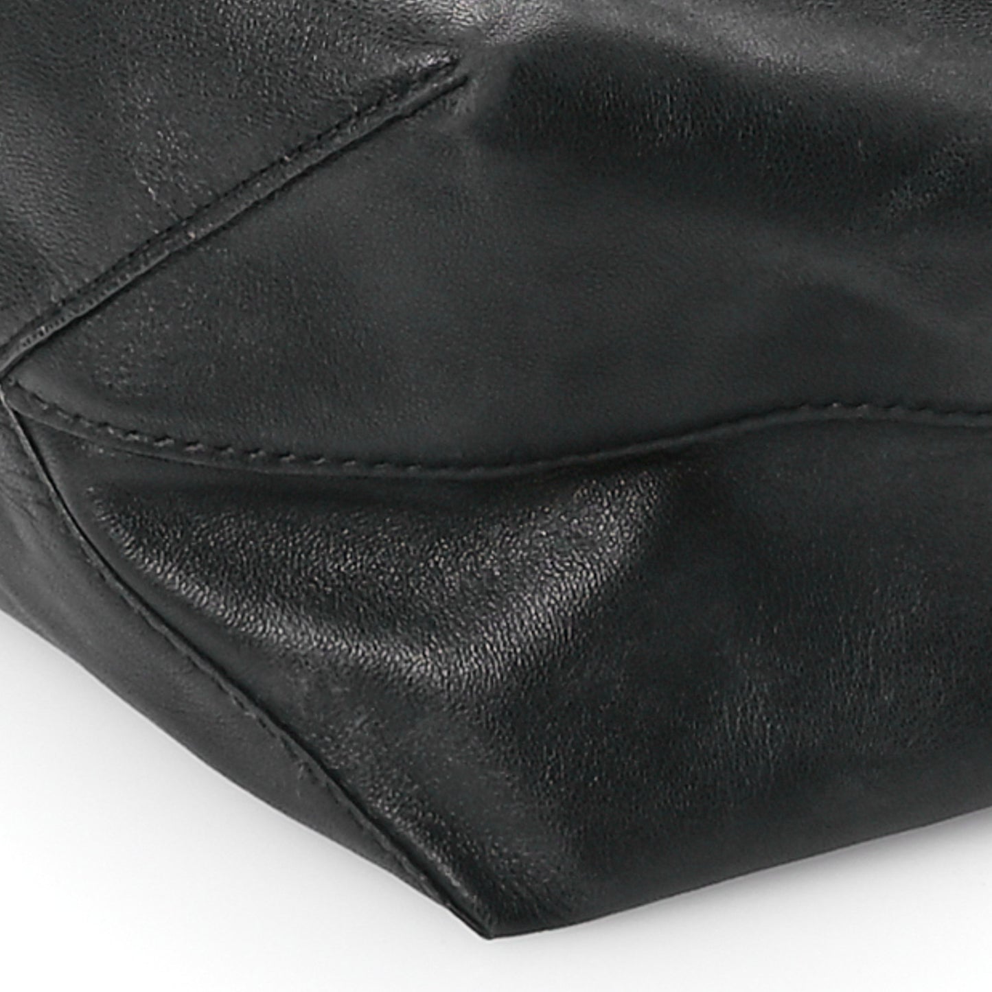 Calfskin Large Drawstring Shoulder Bag Black