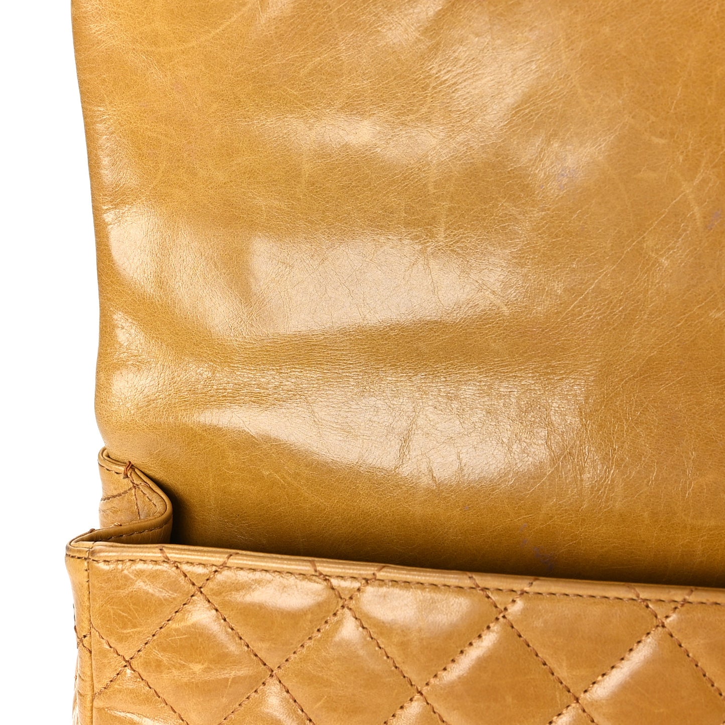 Glazed Calfskin Castle Rock Medium Flap Yellow