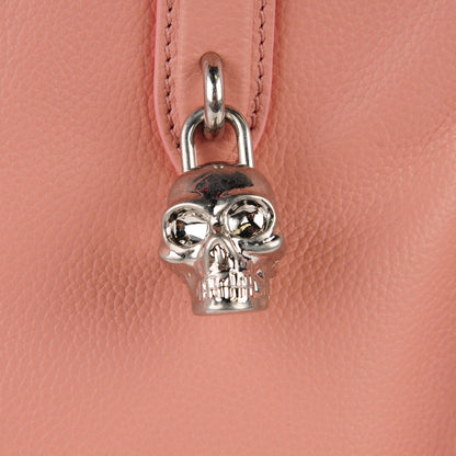 Alexander McQueen Pebbled Calfskin Small Skull Padlock Zip Around Tote Pink 7 of 9