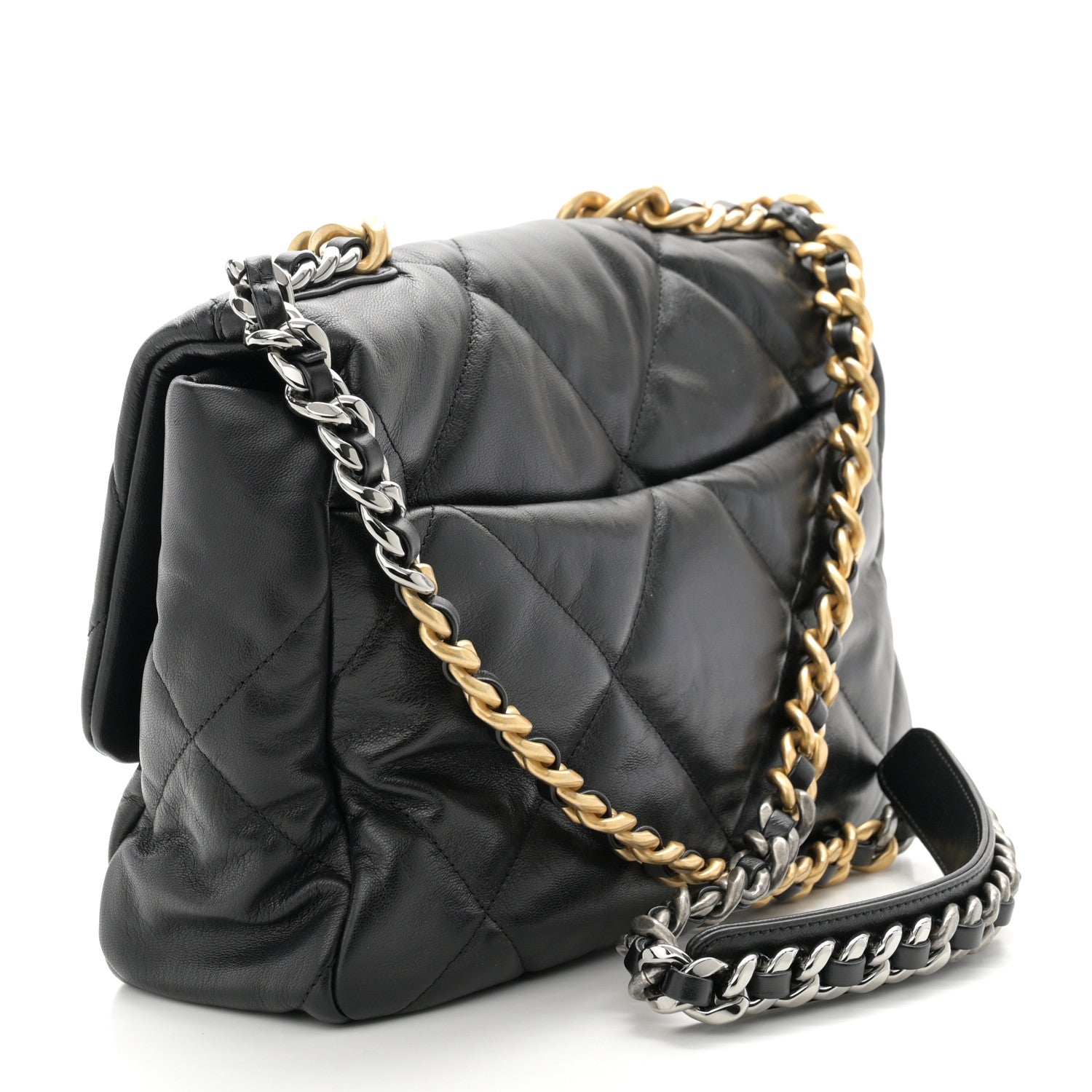 Chanel Goatskin Quilted Large Chanel 19 Flap Black 3 of 10
