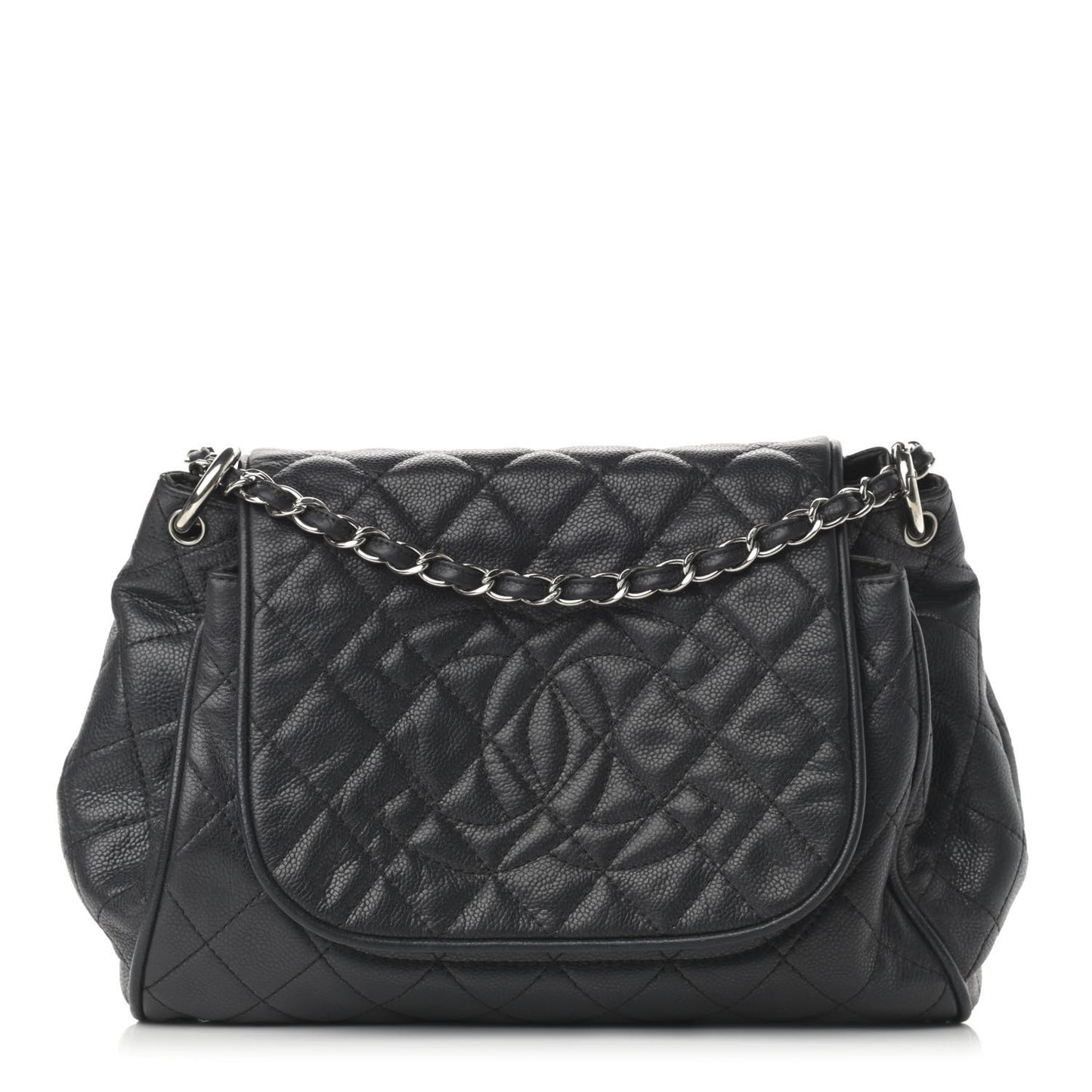 Caviar Quilted Timeless Accordion Flap Black
