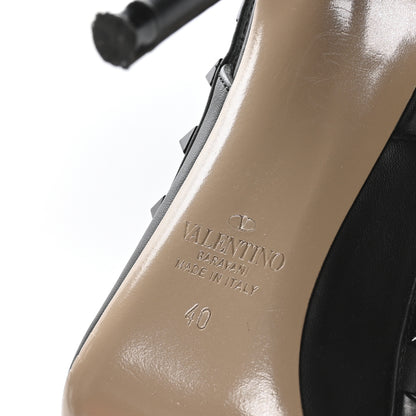 Valentino Garavani Calfskin Lacquered Monochrome Rockstud Ankle Strap 100mm Pumps 40 Black 7 of 9