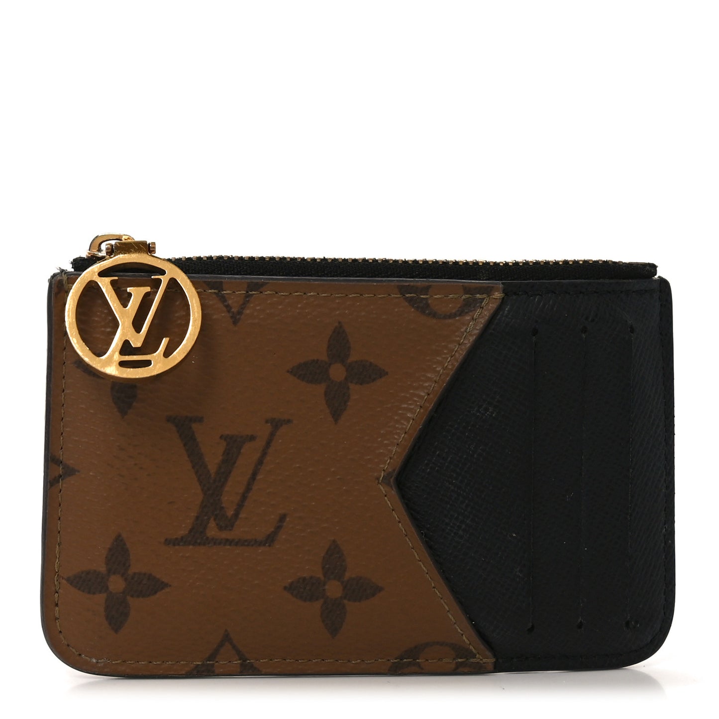 Reverse Monogram Zipped Romy Card Holder
