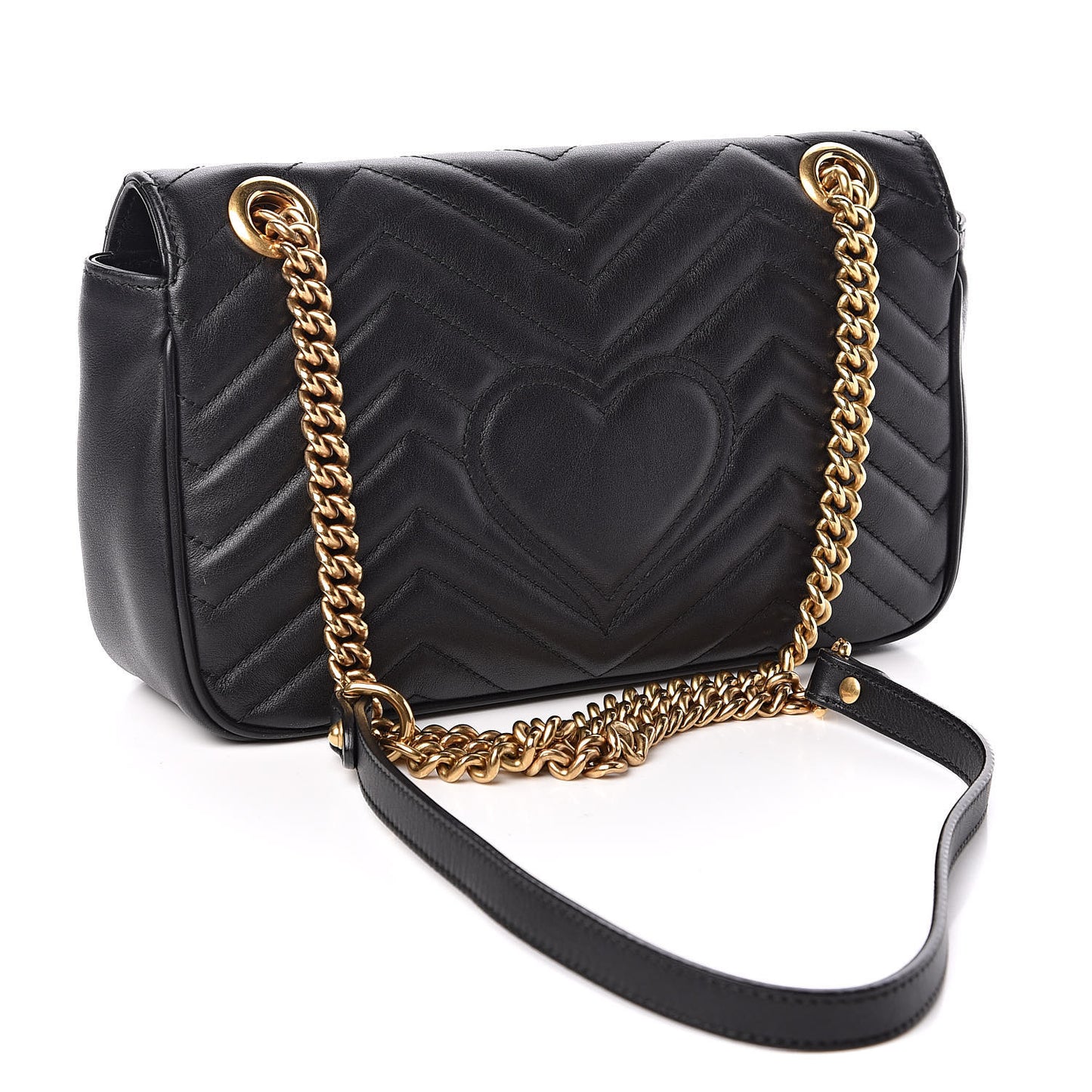 Calfskin Matelasse Small GG Marmont Shoulder Bag Black