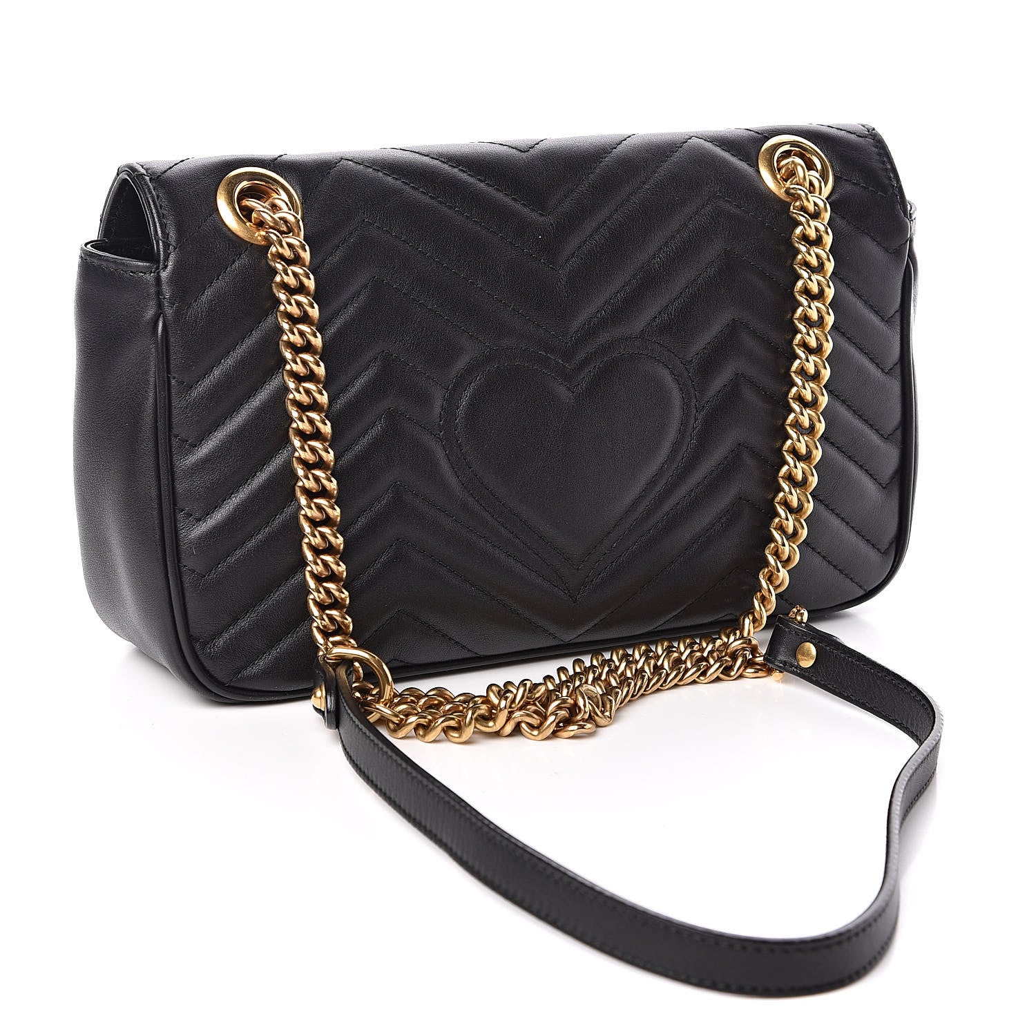 Gucci Calfskin Matelasse Small GG Marmont Shoulder Bag Black 3 of 10