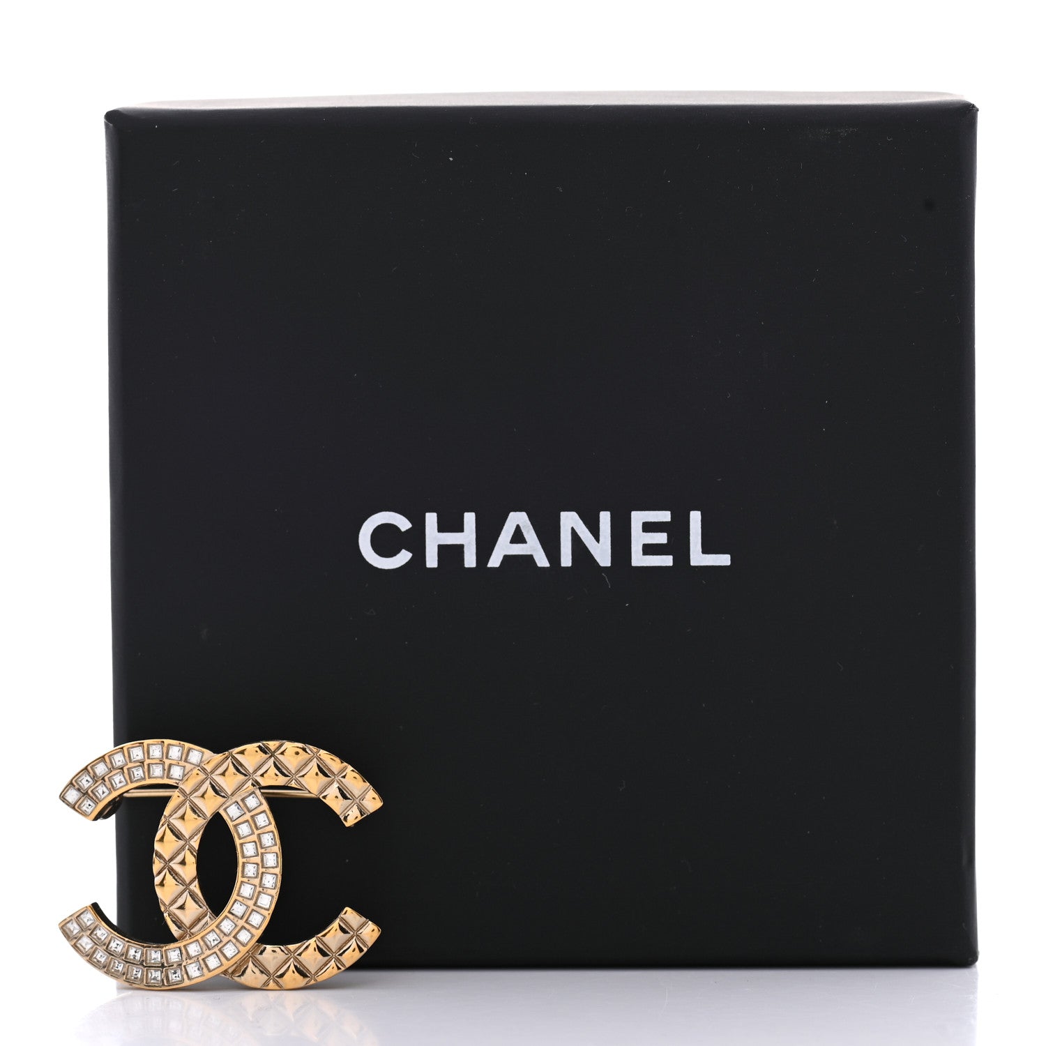 Chanel Baguette Crystal Quilted CC Brooch Gold 5 of 5