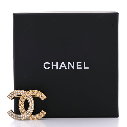 Chanel Baguette Crystal Quilted CC Brooch Gold 5 of 5