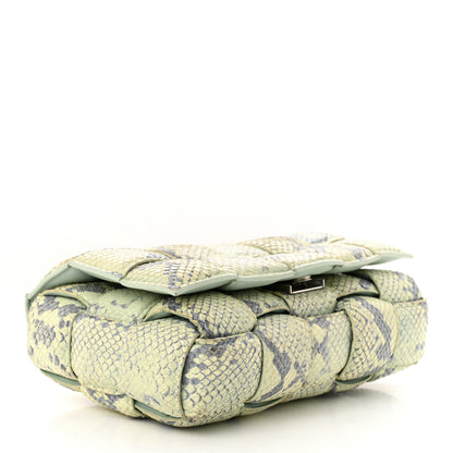 Bottega Veneta Goatskin Python Embossed Padded Cassette Crossbody Bag Kiwi Black Silver 4 of 11