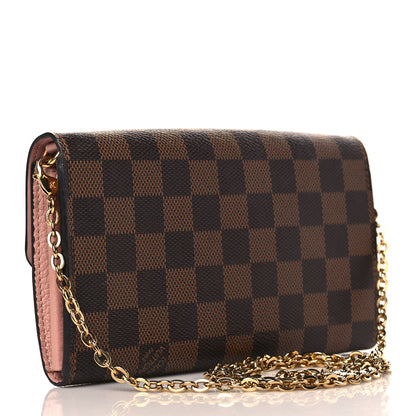 Louis Vuitton Damier Ebene Croisette Chain Wallet Rose Ballerine 3 of 11
