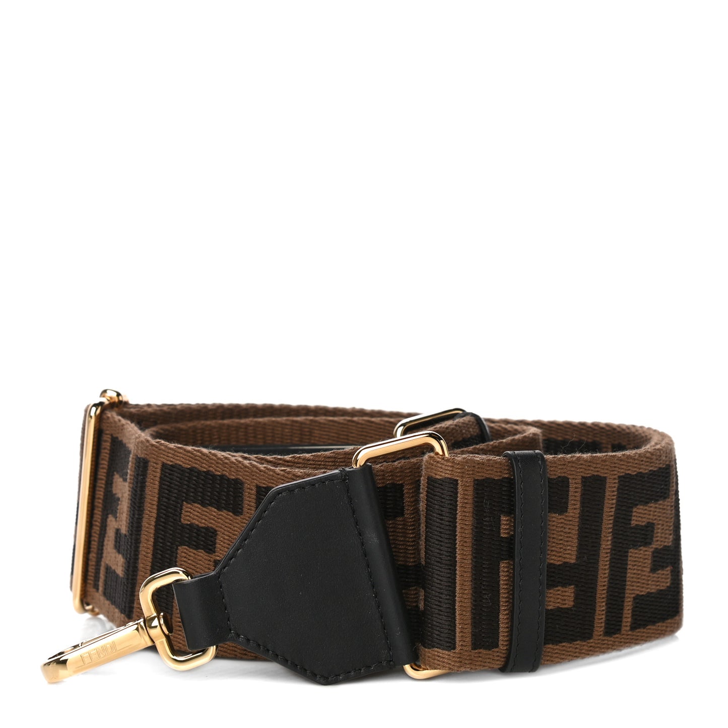 Ribbon Vitello Seta FF 1974 Adjustable Strap You Fango Marrone Black