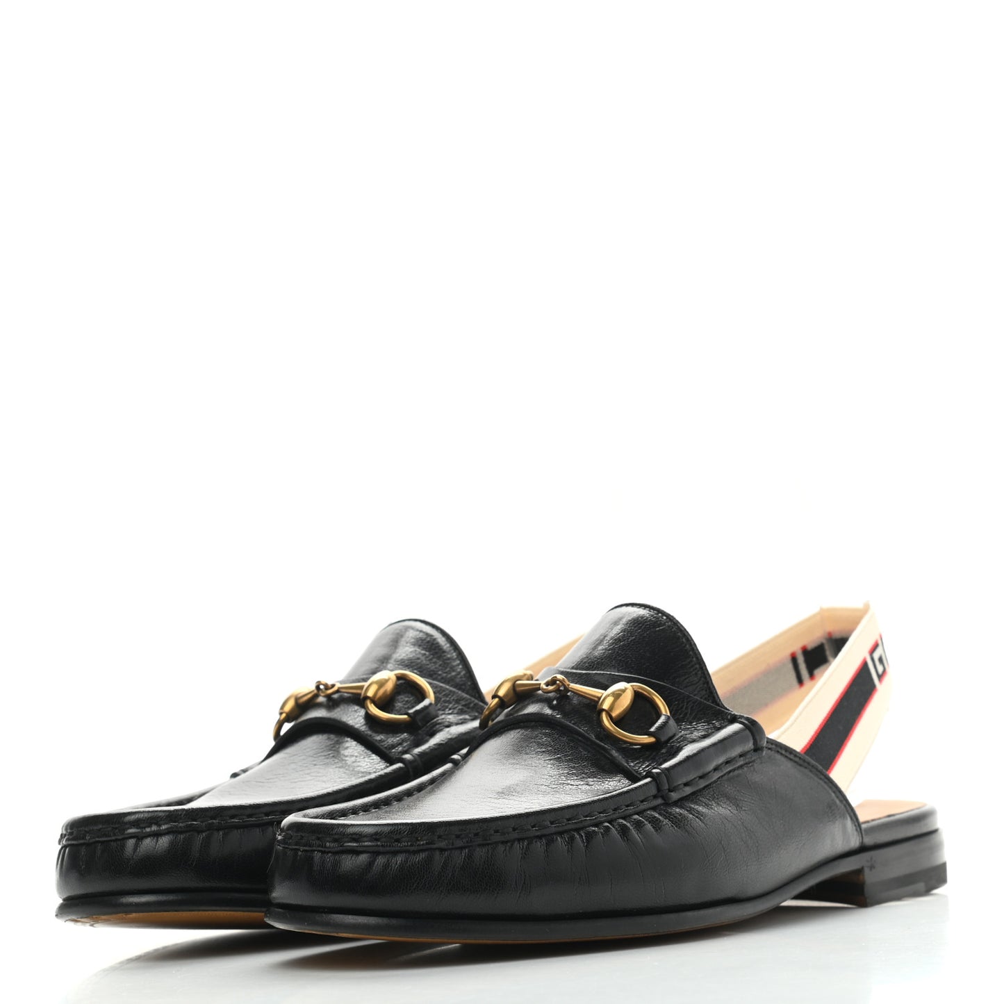 Goatskin Stripe Mens Horsebit Slingback Slippers 7 Black