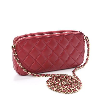 Chanel Lambskin Quilted Small Clutch With Chain Dark Pink 3 of 12