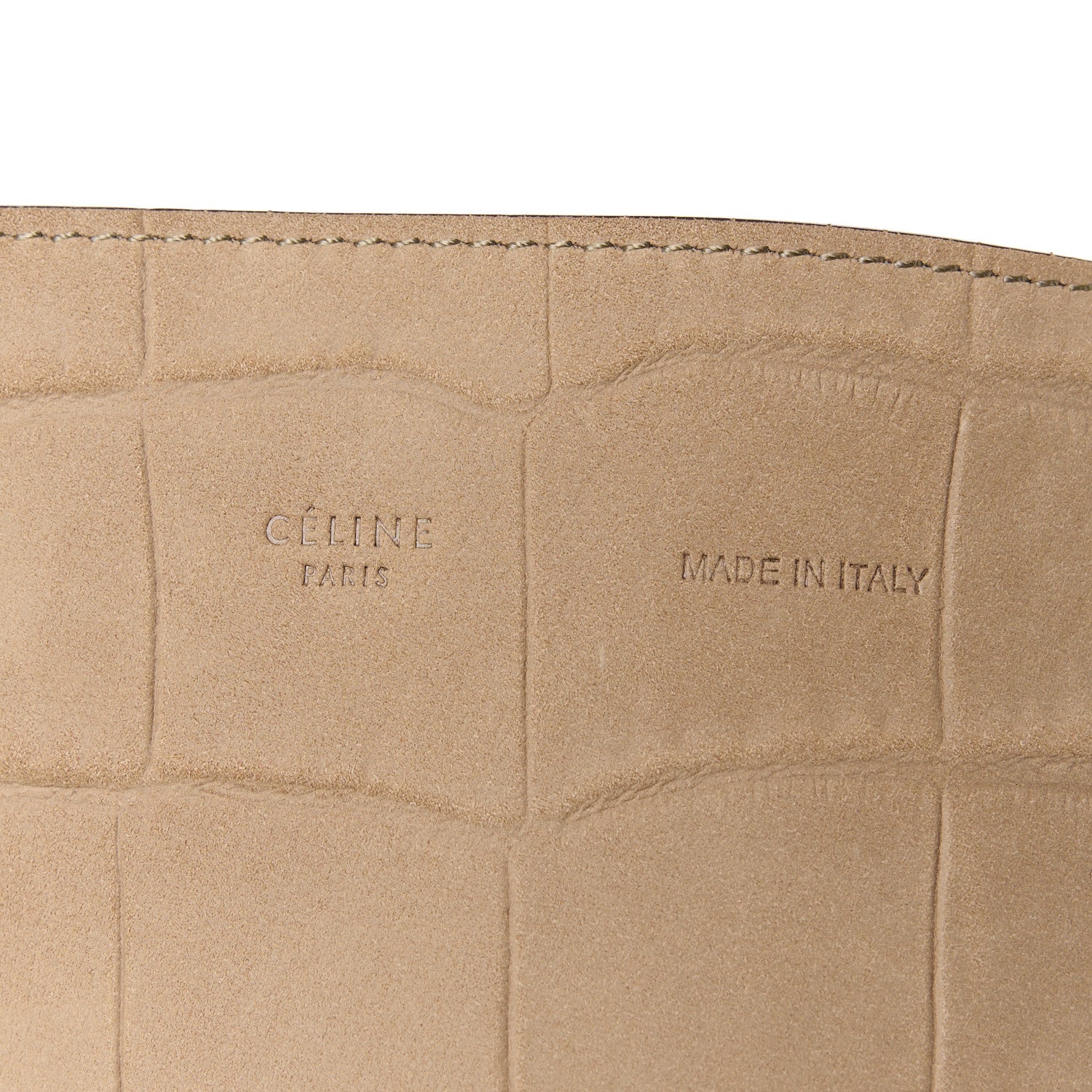 Celine Crocodile Embossed Nubuck Small Belt Cabas Phantom Beige 8 of 12
