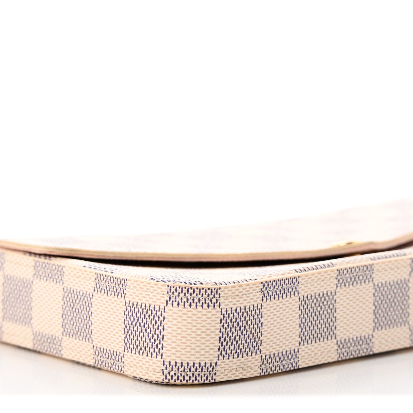 Damier Azur Pochette Felicie Chain Wallet Rose Ballerine