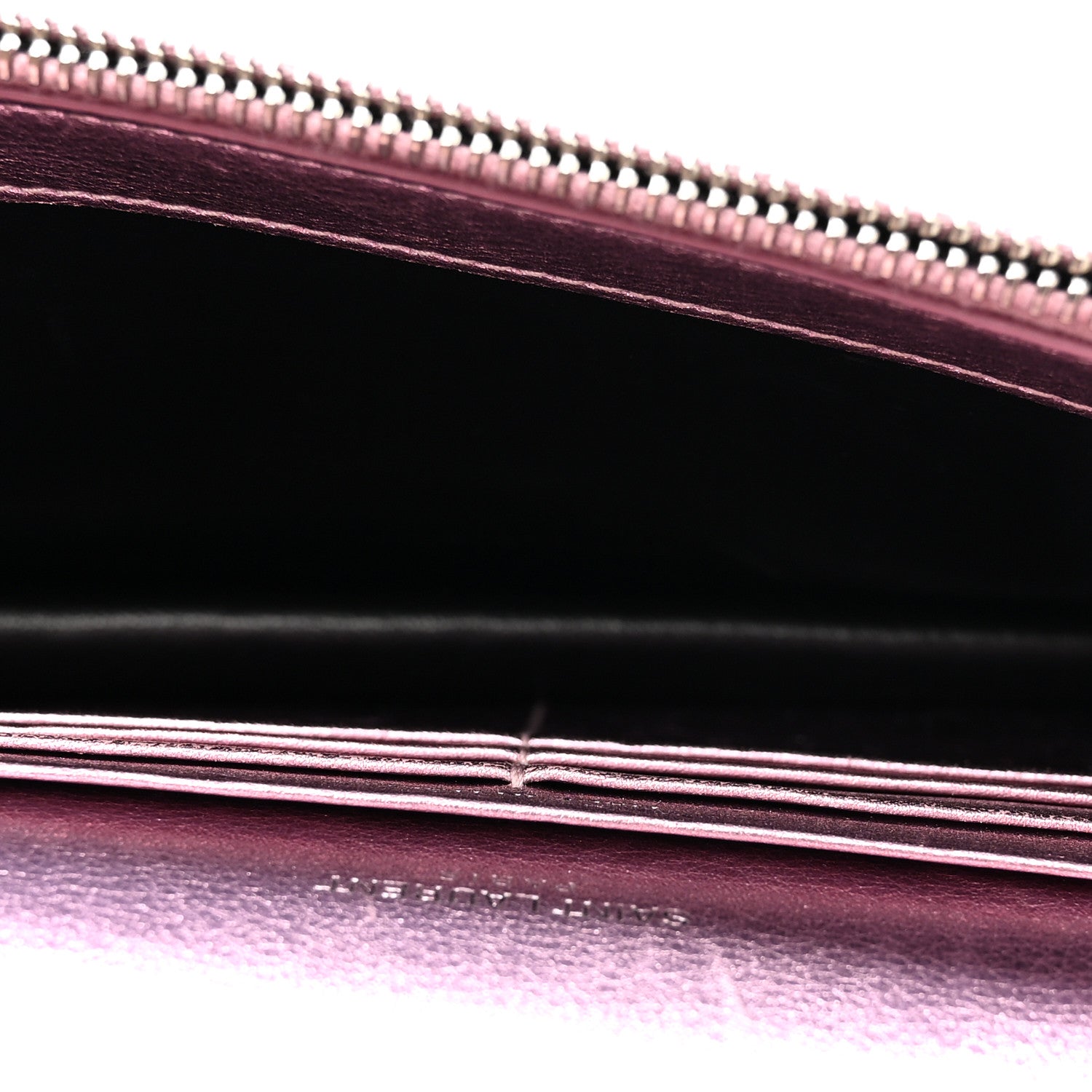 Saint Laurent Metallic Calfskin Monogram Envelope Chain Wallet New Azalea 5 of 9