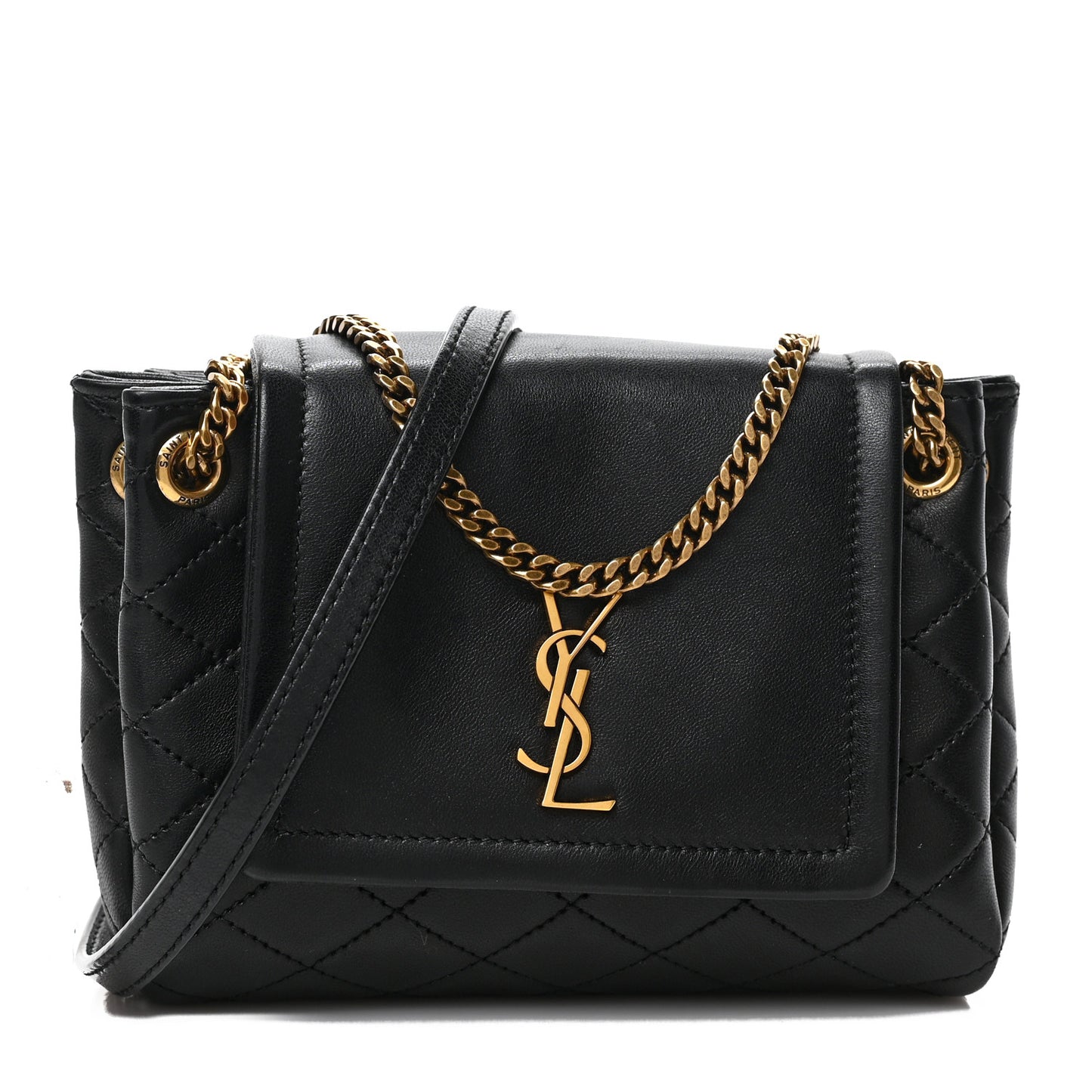Lambskin Quilted Monogram Mini Nolita Black