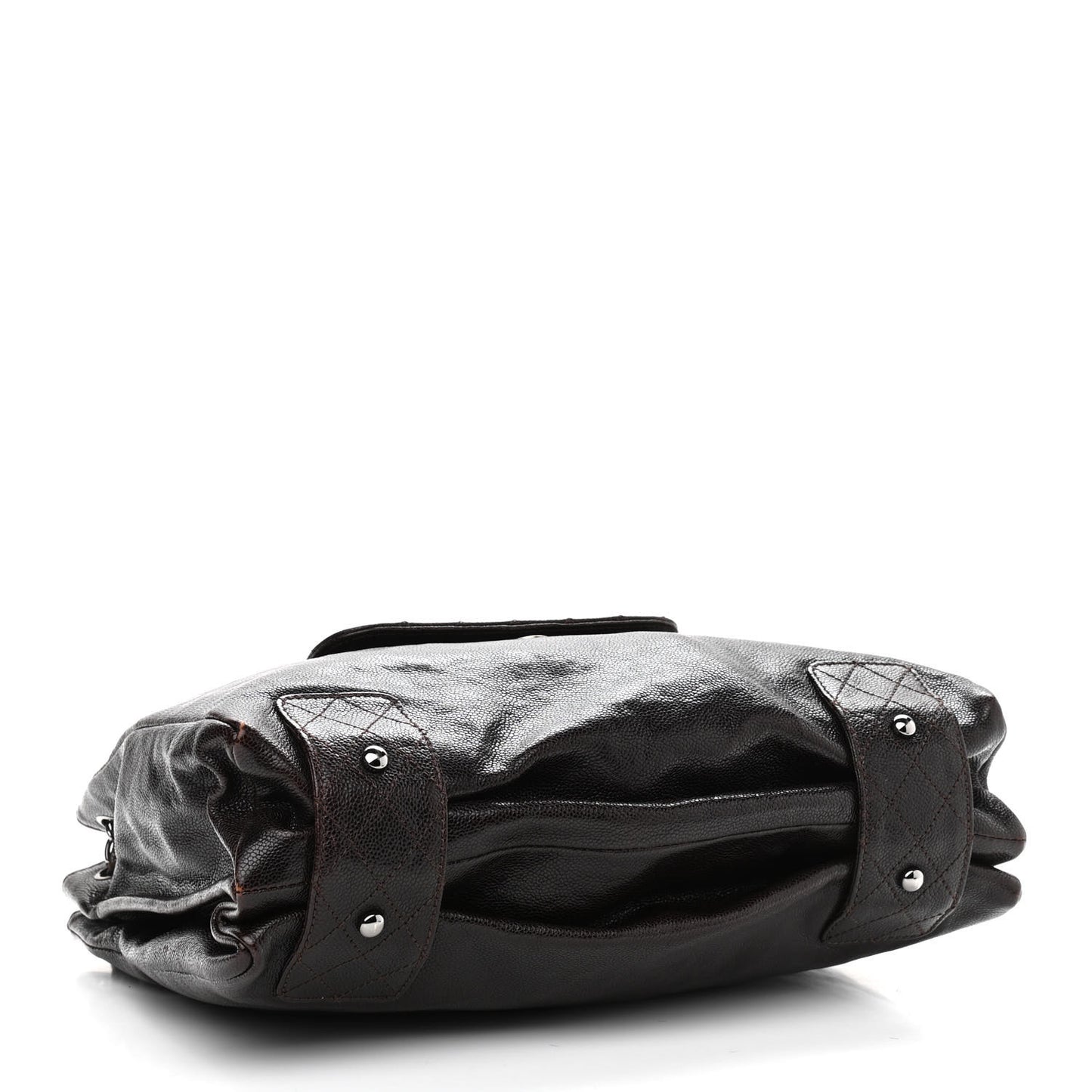 Glazed Caviar Pocket In The City Tote Dark Brown