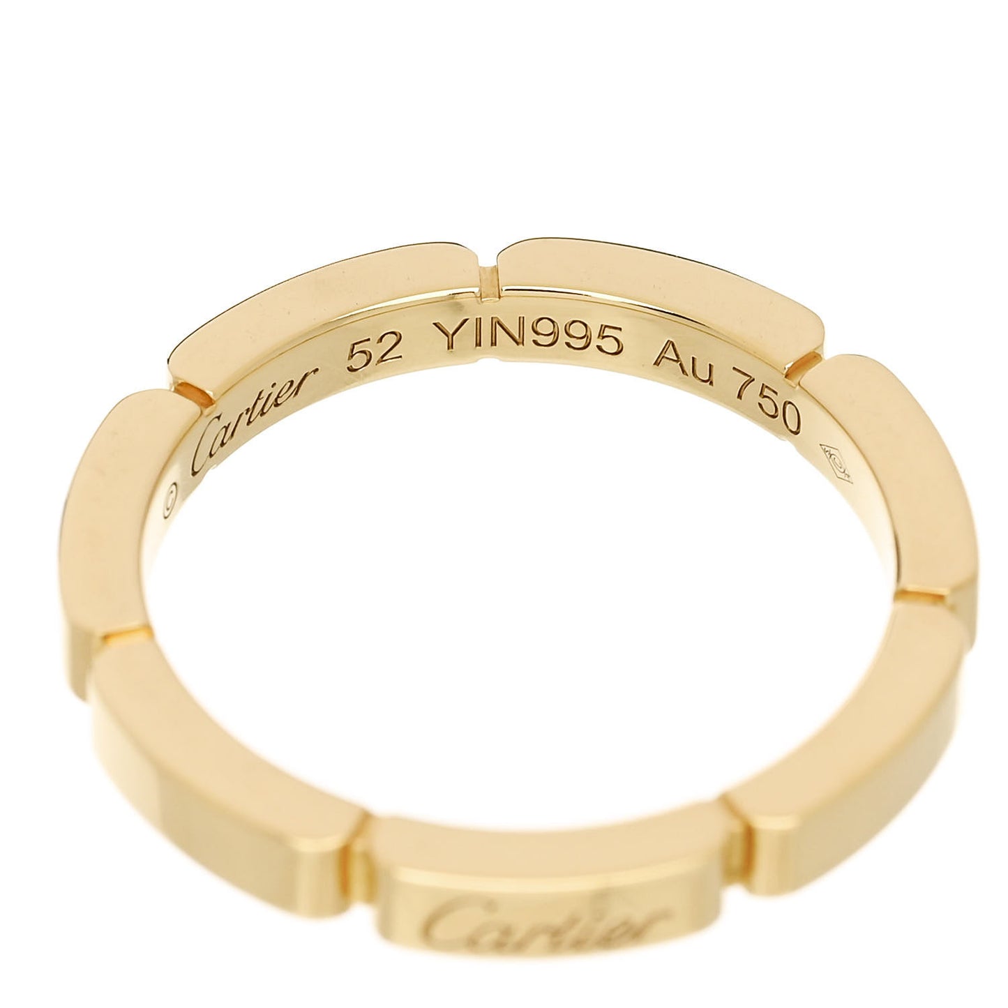 18K Yellow Gold 2.5mm Maillon Panthere Wedding Band Ring 52 6