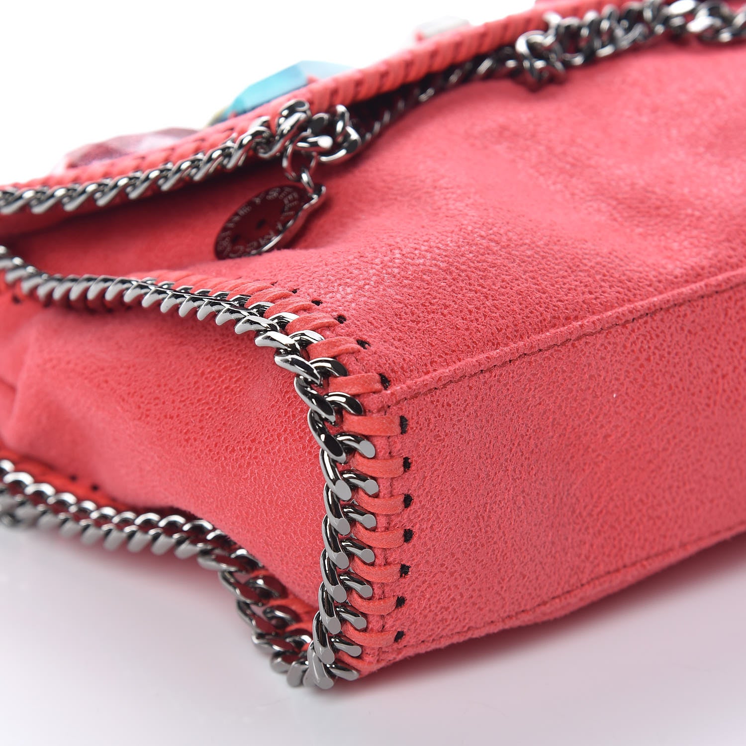 Stella McCartney Shaggy Deer Stone Embellished Mini Falabella Foldover Tote Pink Fluo 7 of 8